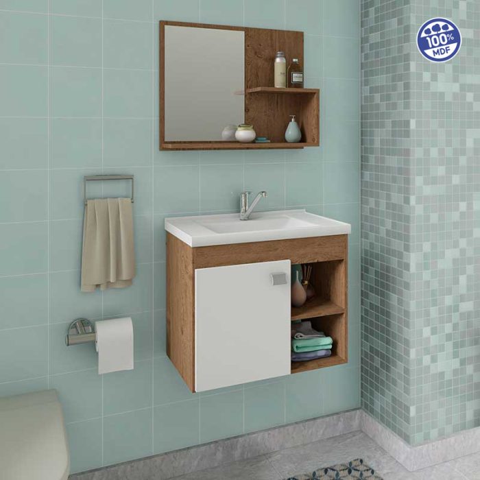 KIT LÓTUS Gabinete Banheiro 55 cm