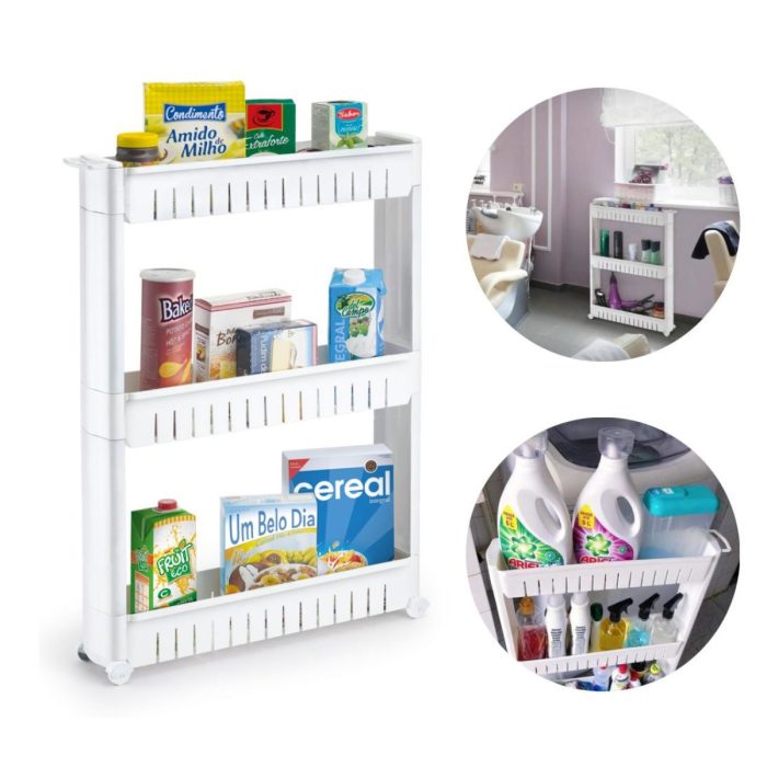 Armário Organizador Móvel Multiuso Branco C/ 3 Prateleira - Imagem 4