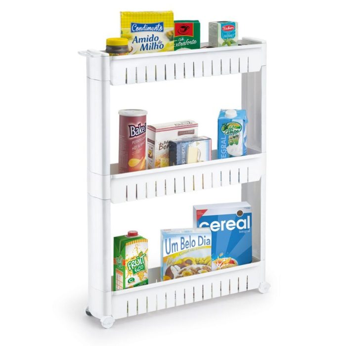 Armário Organizador Móvel Multiuso Branco C/ 3 Prateleira