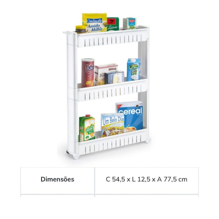 Armário Organizador Móvel Multiuso Branco C/ 3 Prateleira - Imagem 3