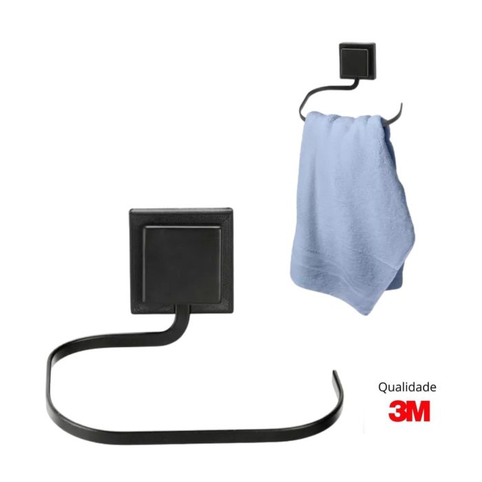 3M Porta Toalha De Rosto Preto Piatina - Imagem 2