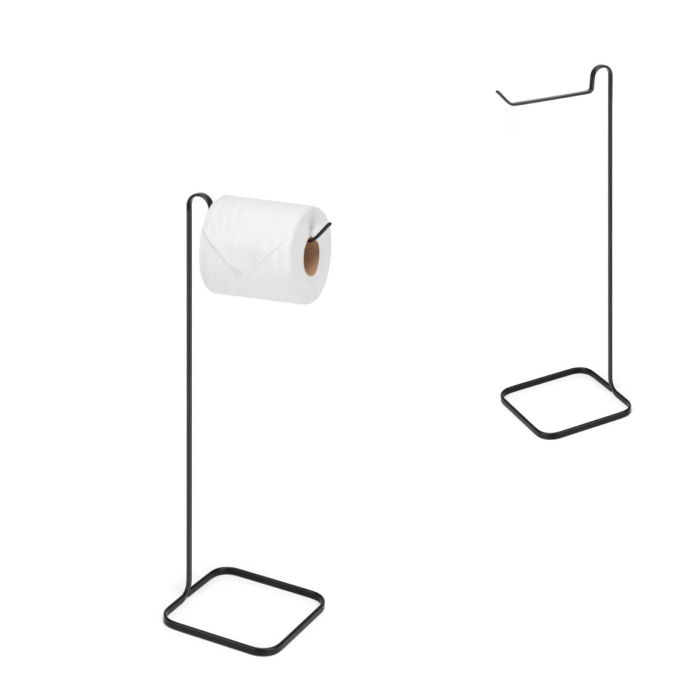 Suporte De Chão Para Papel Higiênico Unitário Preto Piatina - Imagem 2