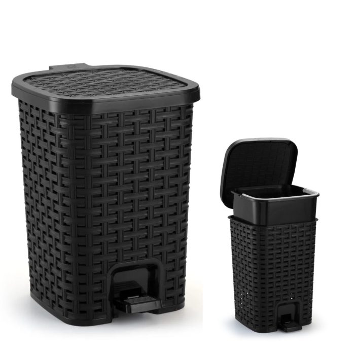 Lixeira Com Cesto De Banheiro Smart Preta Com Pedal Monte Líbano