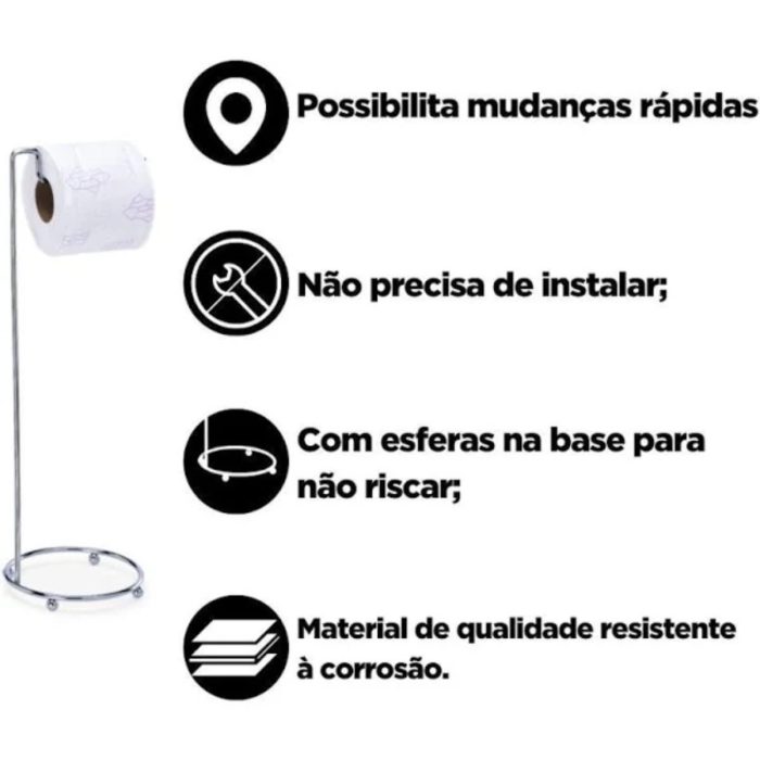 Suporte Para Chão Para Papel Higiênico Preto - Imagem 4