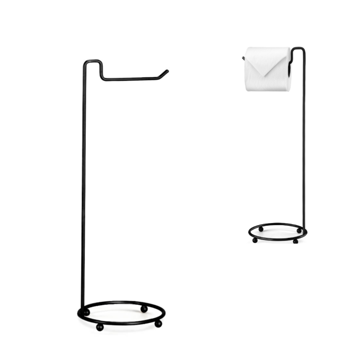 Suporte Para Chão Para Papel Higiênico Preto