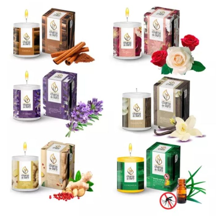 Vela Aromatizante Chama De Ouro- Vários Aromas