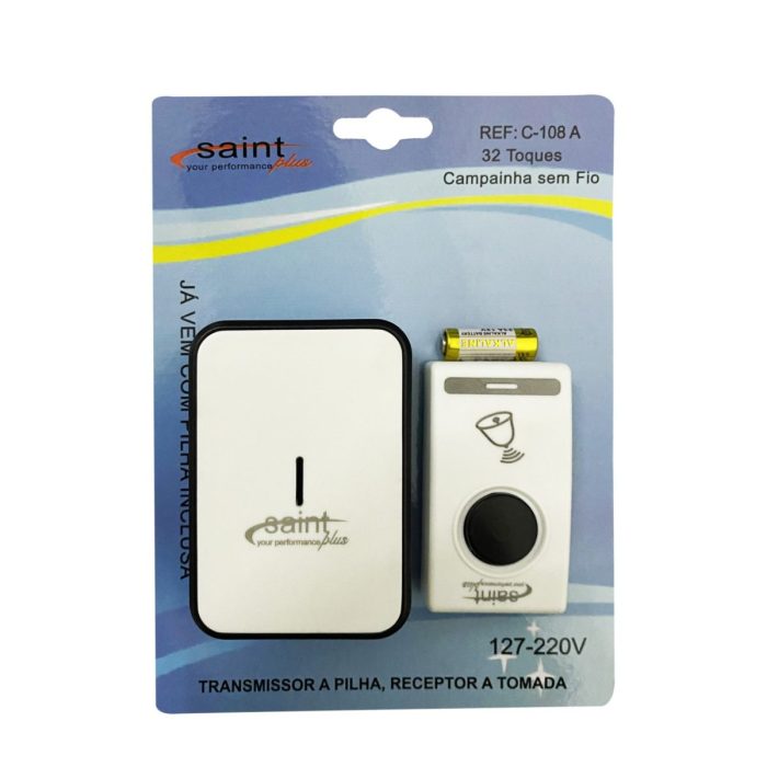 Campainha Sem Fio Bivolt Com 32 Toques Diferentes Pen Tech Saint Plus