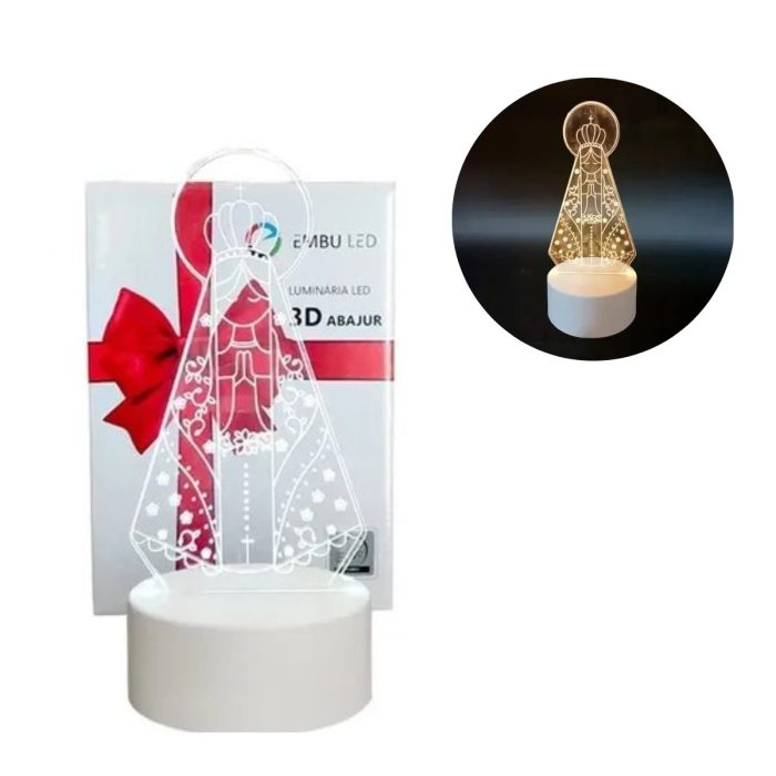 Luminária Nossa Senhora Aparecida 3D LED Decorativa