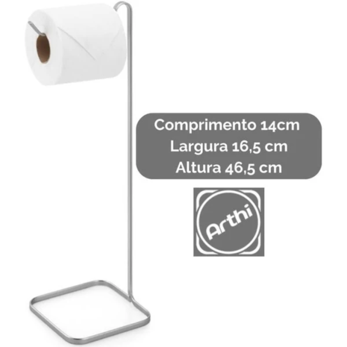Suporte De Chão Para Papel Higiênico Unitário Preto Piatina - Imagem 3