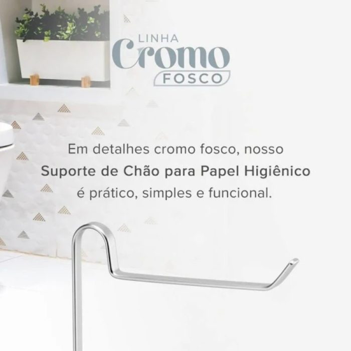 Suporte De Chão Para Papel Higiênico Unitário Preto Piatina - Imagem 5