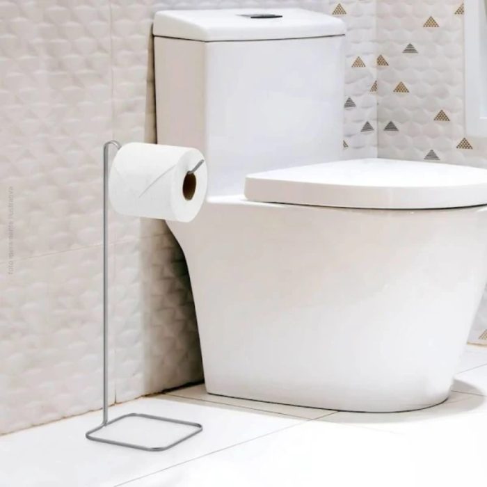 Suporte De Chão Para Papel Higiênico Unitário Preto Piatina - Imagem 6