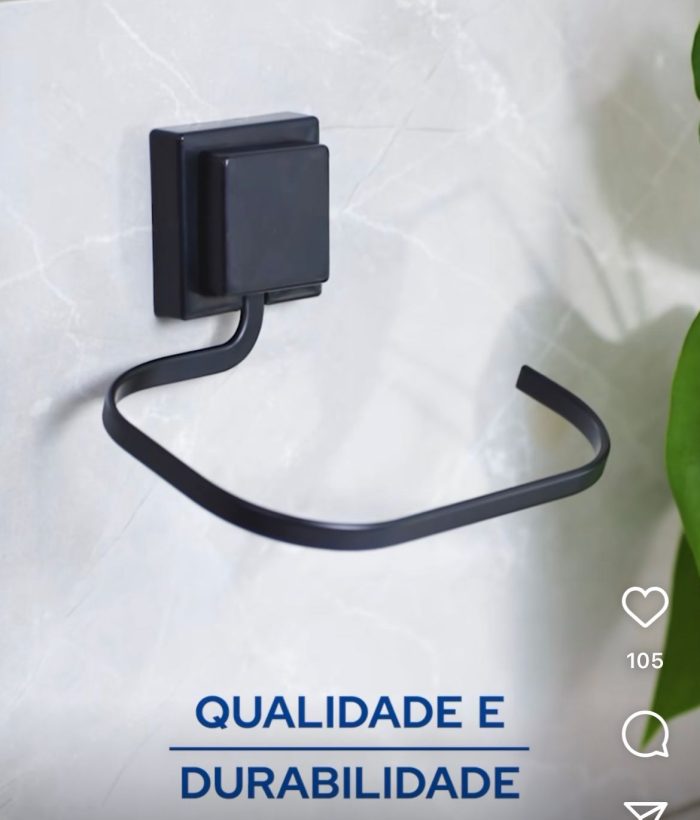 3M Porta Toalha De Rosto Preto Piatina - Imagem 4