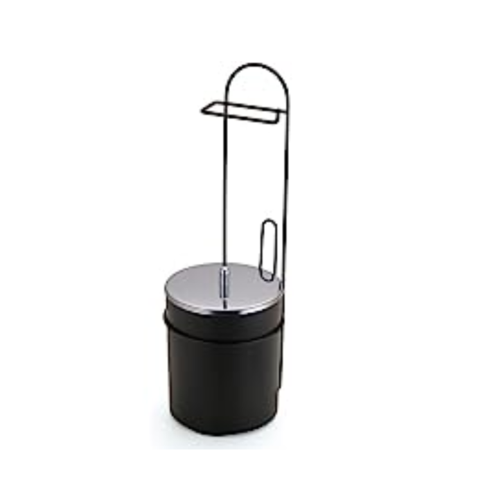 Suporte De Chão Para Papel Higiênico Com Cesto De Lixo Black Arthi - Imagem 3