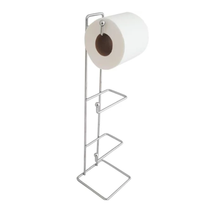 Suporte Triplo Cromado De Chão Para Papel Higiênico Duler - Imagem 3