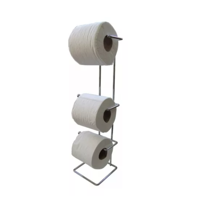 Suporte Triplo Cromado De Chão Para Papel Higiênico Duler - Imagem 2