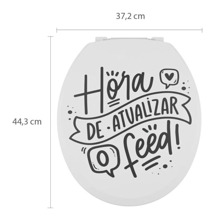 Assento Tampa de Vaso Almofadado Oval Com Frase “Hora de Atualizar o Feed” - Imagem 2