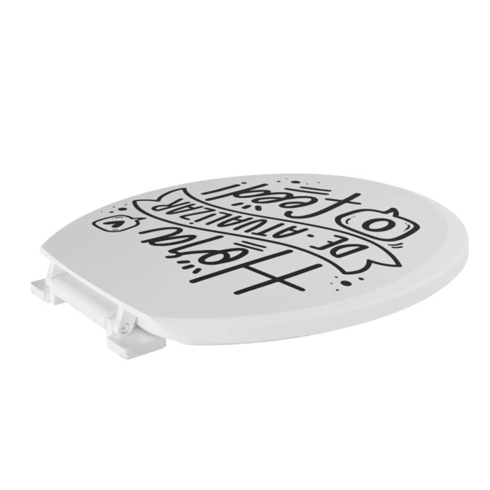 Assento Tampa de Vaso Almofadado Oval Com Frase “Hora de Atualizar o Feed” - Imagem 4