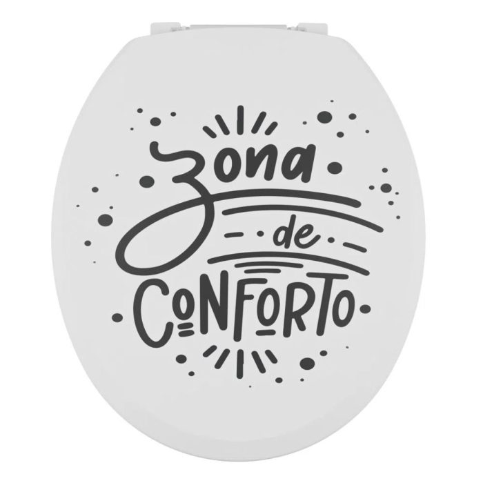 Assento Tampa de Vaso Almofadado Oval Com Frase “Faça Bem Feito”