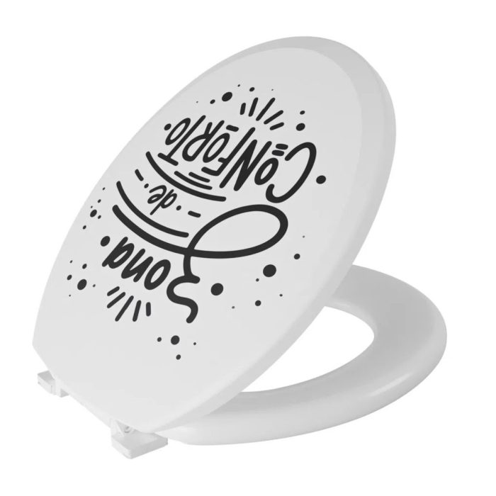Assento Tampa de Vaso Almofadado Oval Com Frase “Faça Bem Feito” - Imagem 3