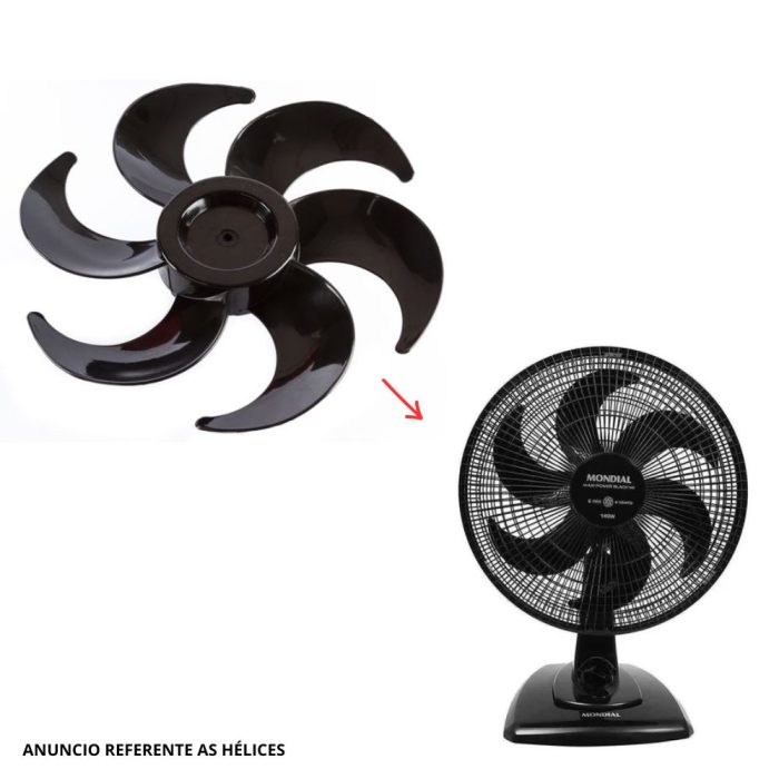 Helice Compativel Com Ventilador Mondial 6 Pás 30cm Preta - Imagem 4